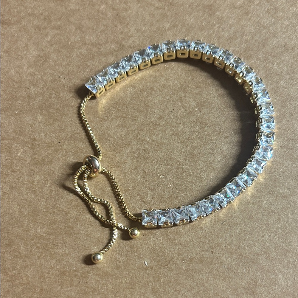 Gold and‎ Swarovski Crystal Adjustable Tennis Bracelet
